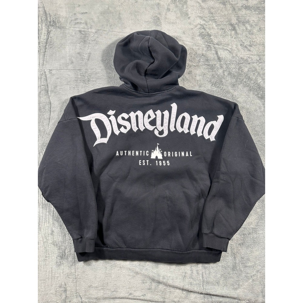 Disney Disneyland Authentic Original Zip Up Hoodie Black Large Gothic Logo D